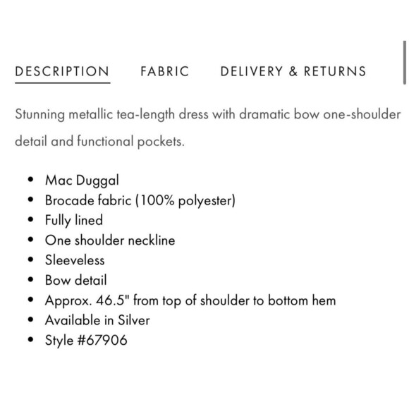 MAC DUGGAL One Shoulder Bow Midi Dress Size 2 Silver NEW Party Formal Wedding - Picture 3 of 14